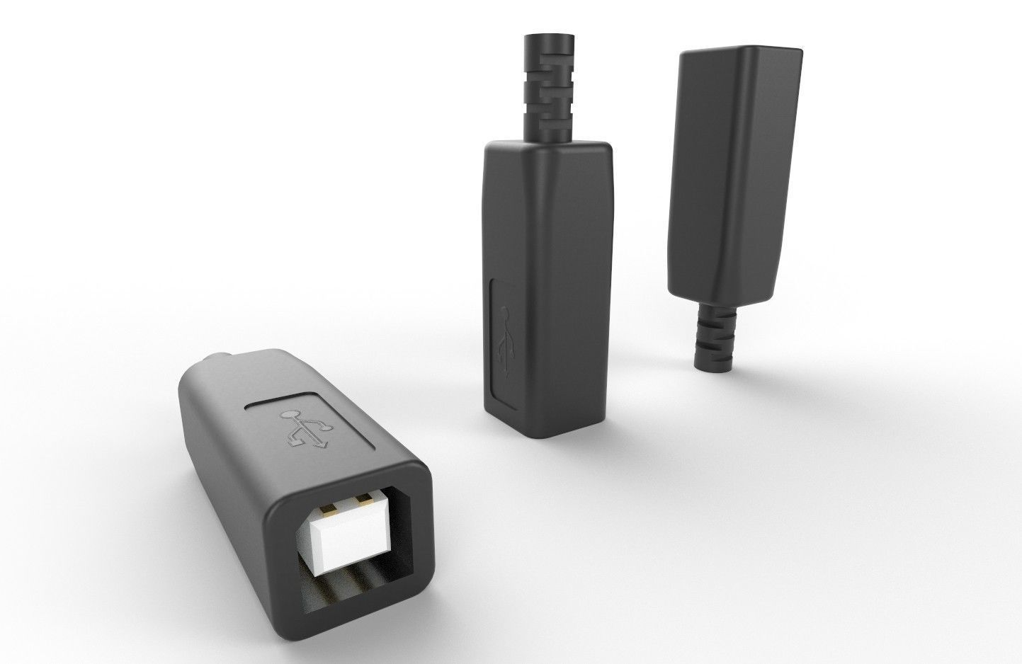 USB M10 Type B 20 Female Low-poly 3D model_17