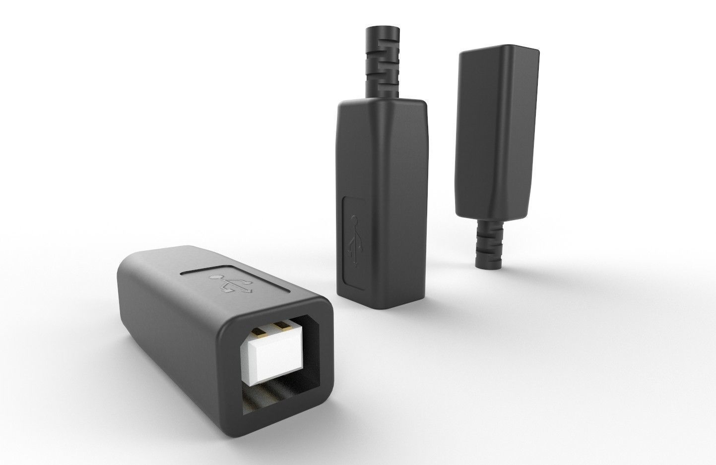 USB M10 Type B 20 Female Low-poly 3D model_19