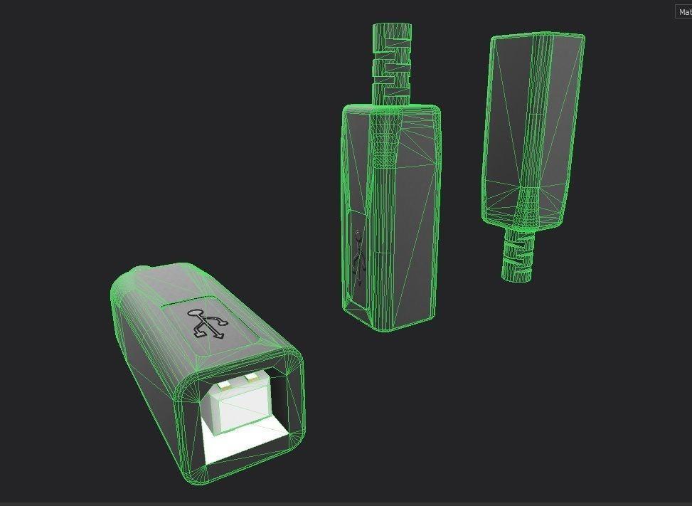 USB M10 Type B 20 Female Low-poly 3D model_18