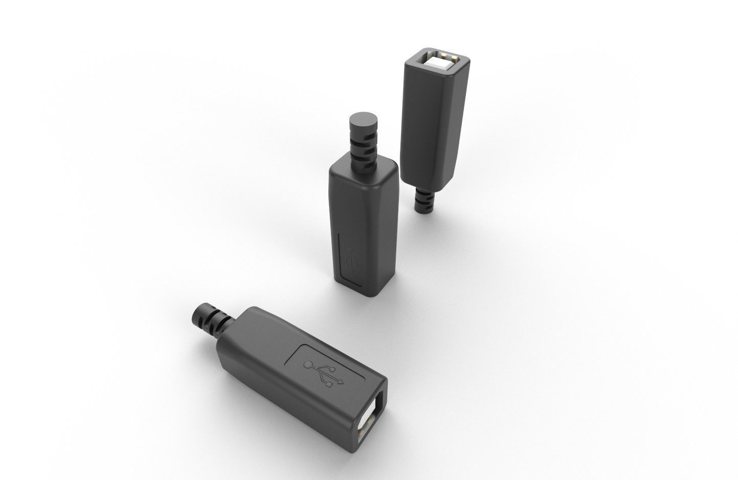 USB M10 Type B 20 Female Low-poly 3D model_14