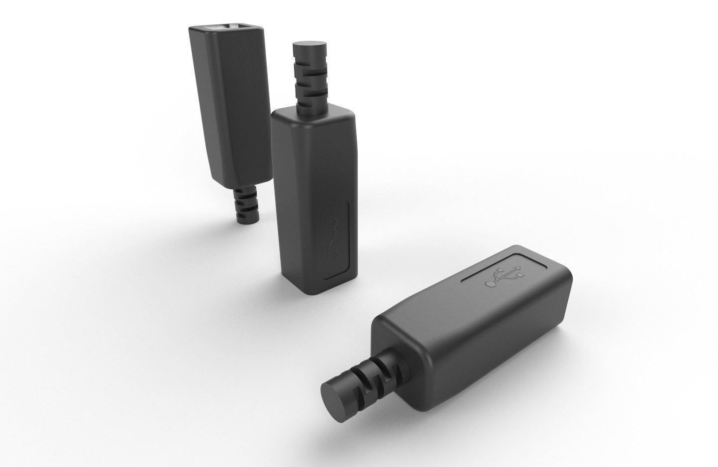 USB M10 Type B 20 Female Low-poly 3D model_11