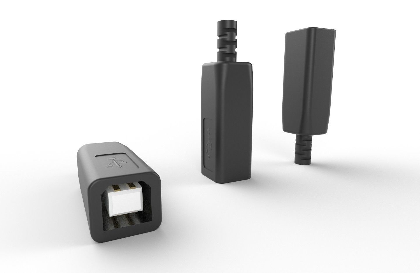 USB M10 Type B 20 Female Low-poly 3D model_20