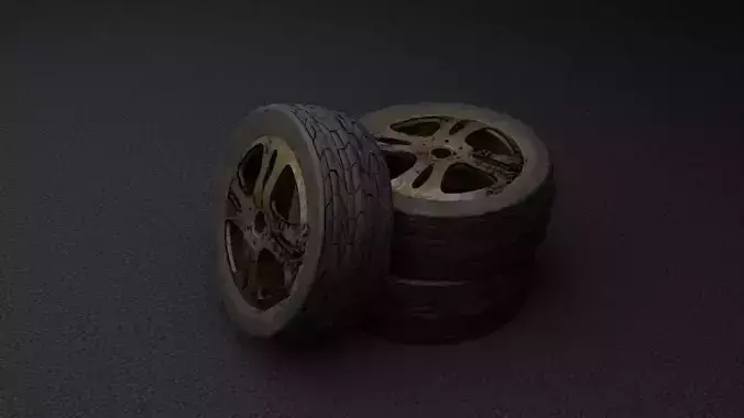 Muddy Tyre Low-poly 3D model