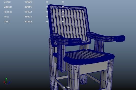 chair wooden 3D model_6