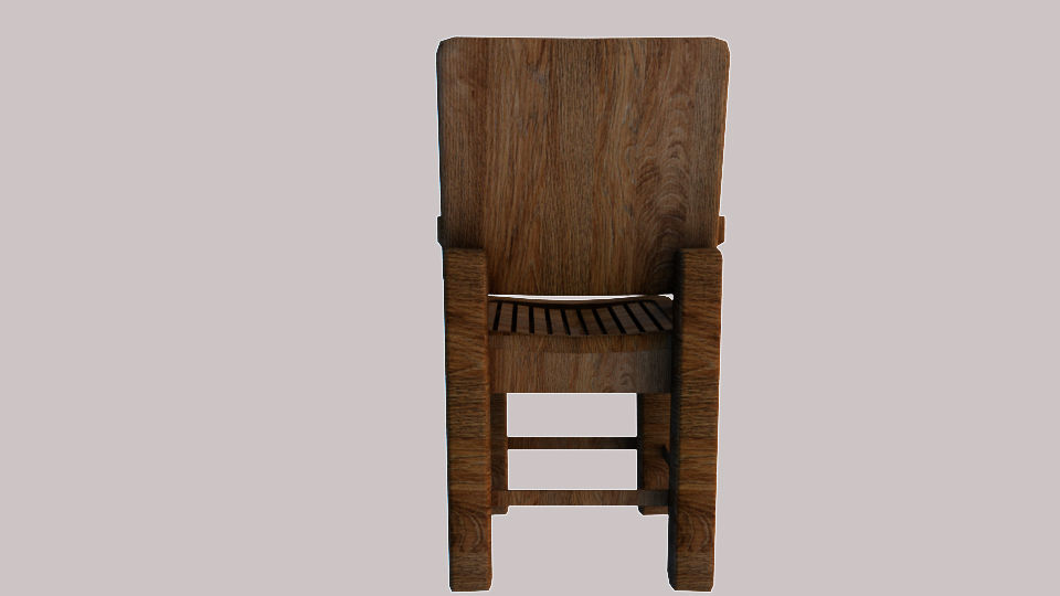 chair wooden 3D model_3