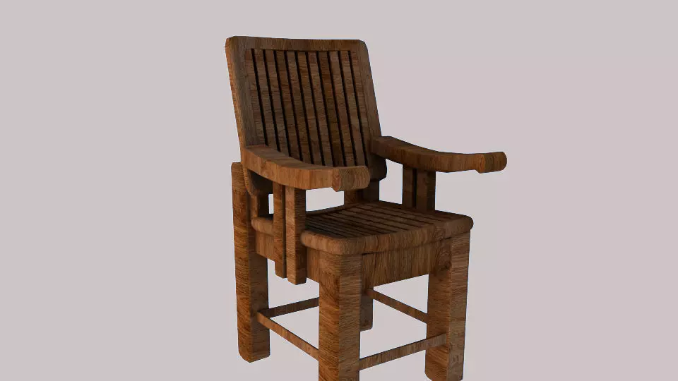 chair wooden 3D model_0