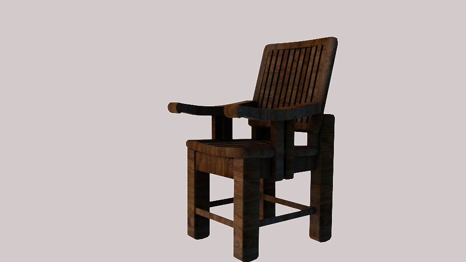 chair wooden 3D model_2