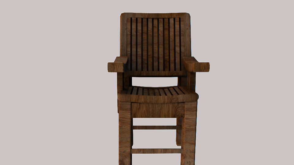 chair wooden 3D model_1
