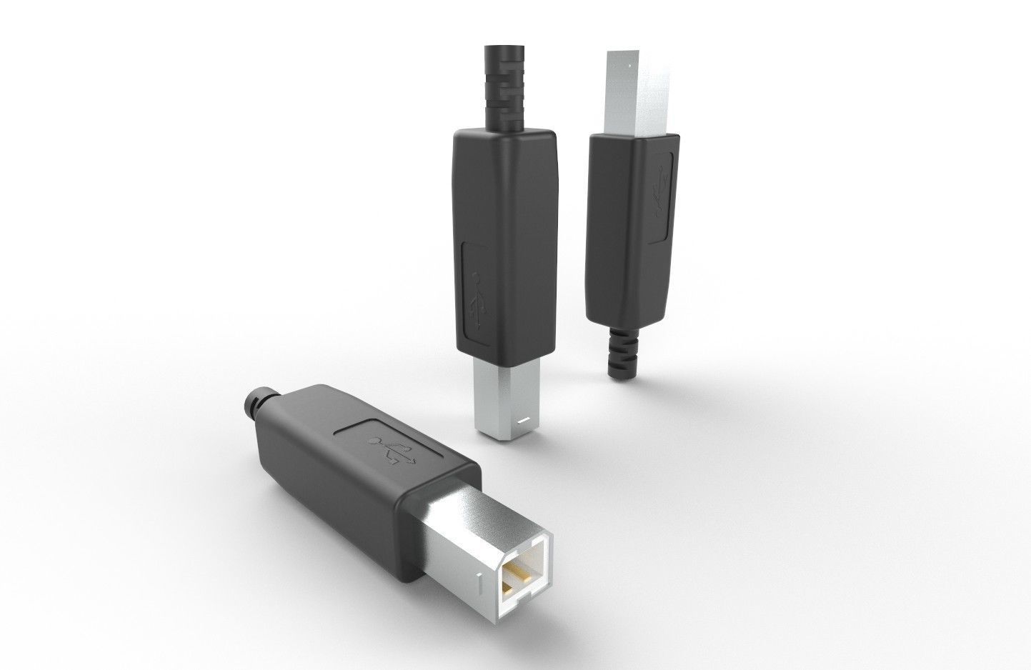USB M11 Type B 20 Male Low-poly 3D model_1