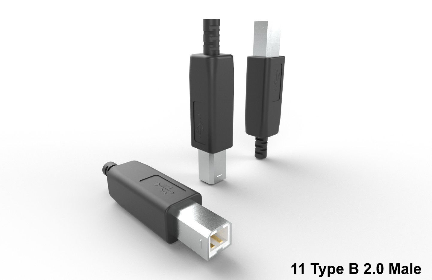 USB M11 Type B 20 Male Low-poly 3D model_17