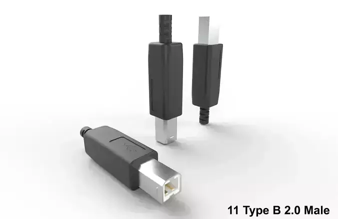 USB M11 Type B 20 Male Low-poly 3D model