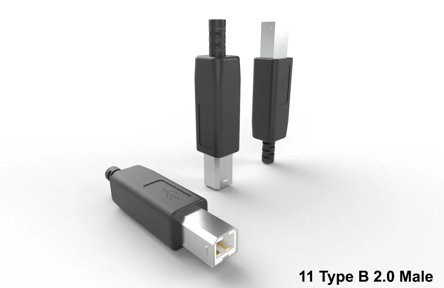 USB M11 Type B 20 Male Low-poly 3D model_0
