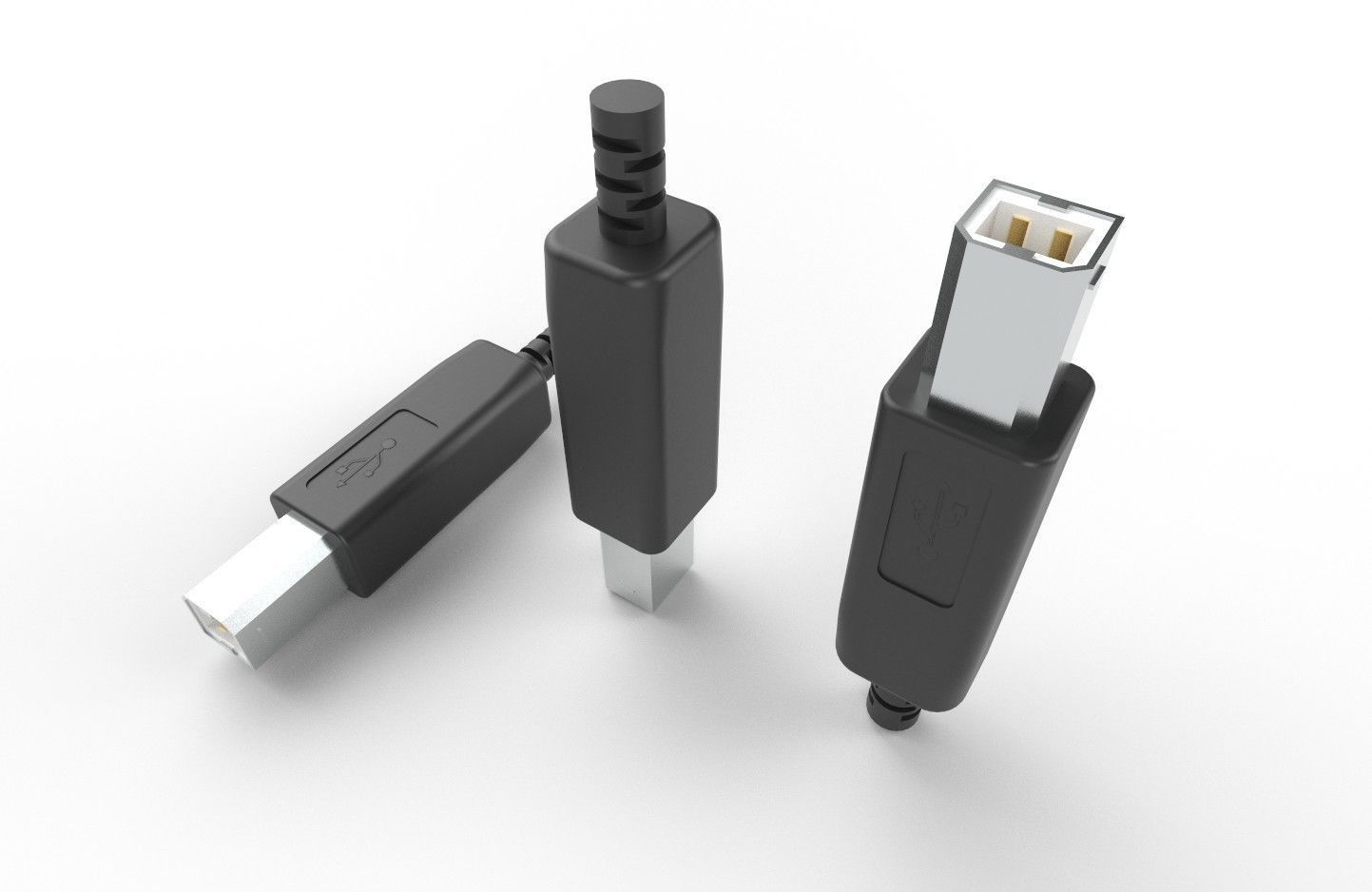 USB M11 Type B 20 Male Low-poly 3D model_8