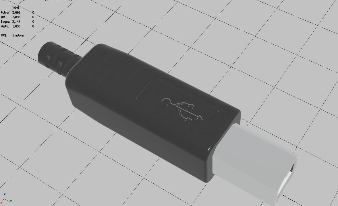 USB M11 Type B 20 Male Low-poly 3D model_33