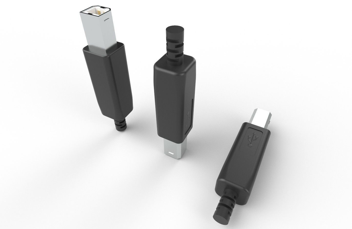 USB M11 Type B 20 Male Low-poly 3D model_29