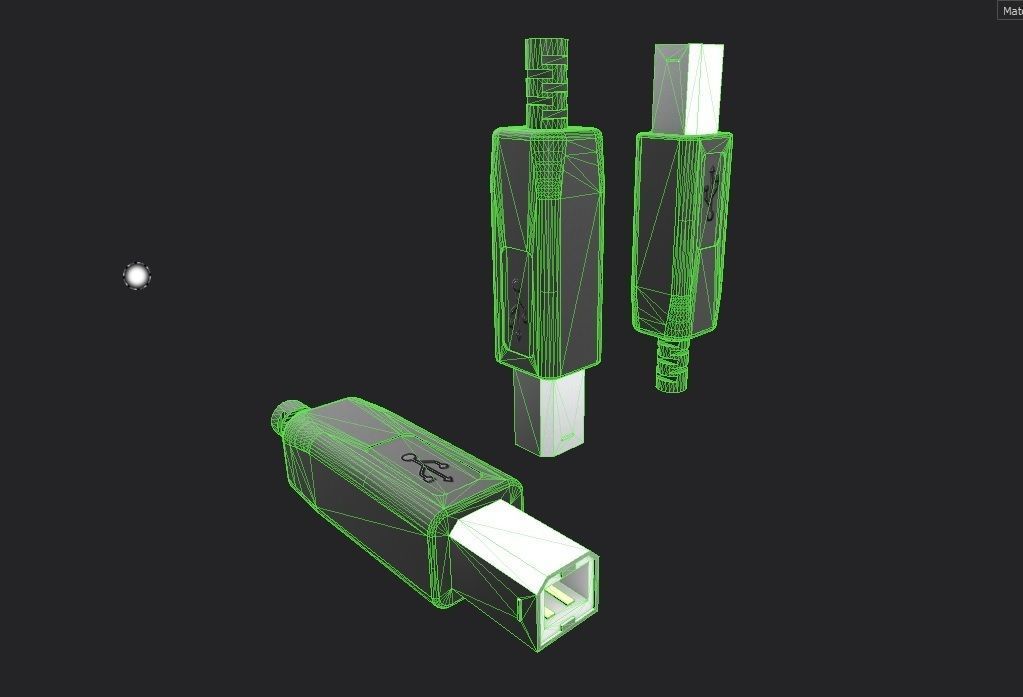 USB M11 Type B 20 Male Low-poly 3D model_19