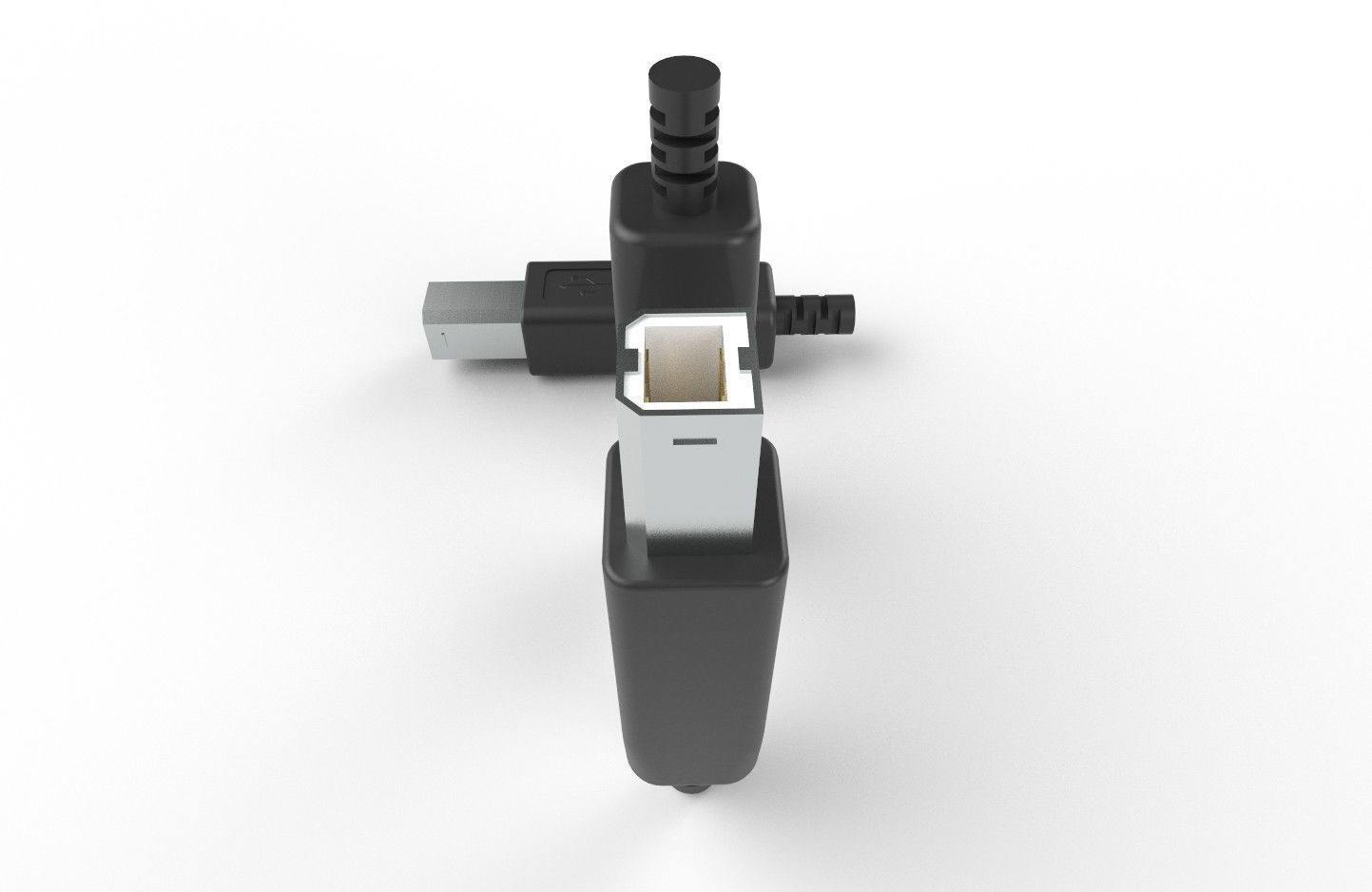 USB M11 Type B 20 Male Low-poly 3D model_10