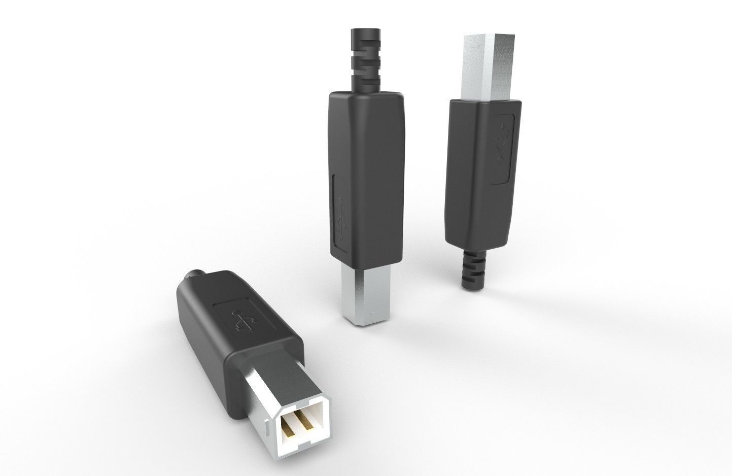USB M11 Type B 20 Male Low-poly 3D model_5