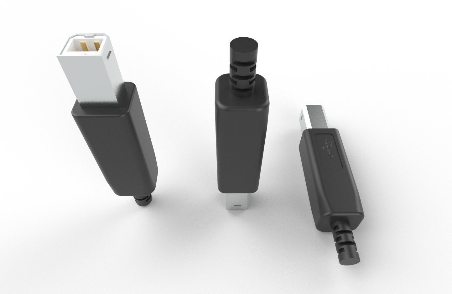 USB M11 Type B 20 Male Low-poly 3D model_28