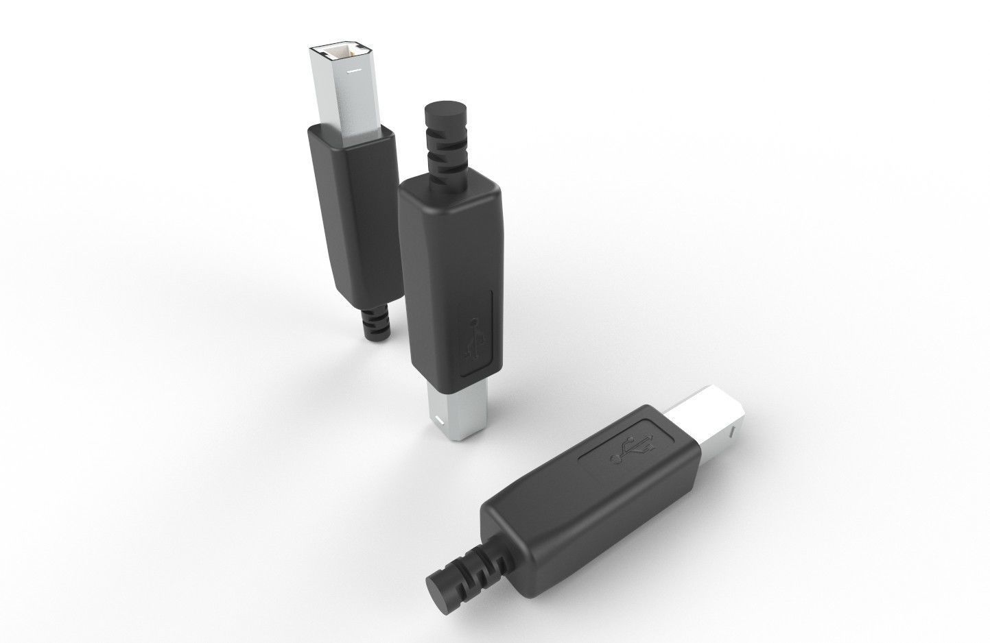 USB M11 Type B 20 Male Low-poly 3D model_13