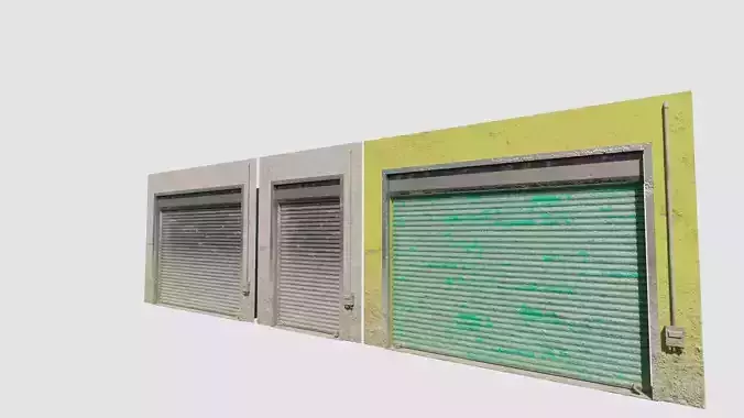 rolling shutter door shop front 4k pbr textures Low-poly 3D model