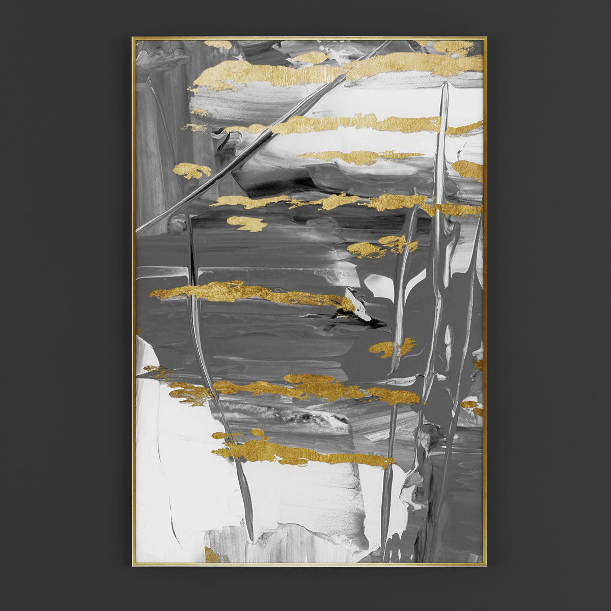 Pictures286 gold abstract painting Low-poly 3D model_1