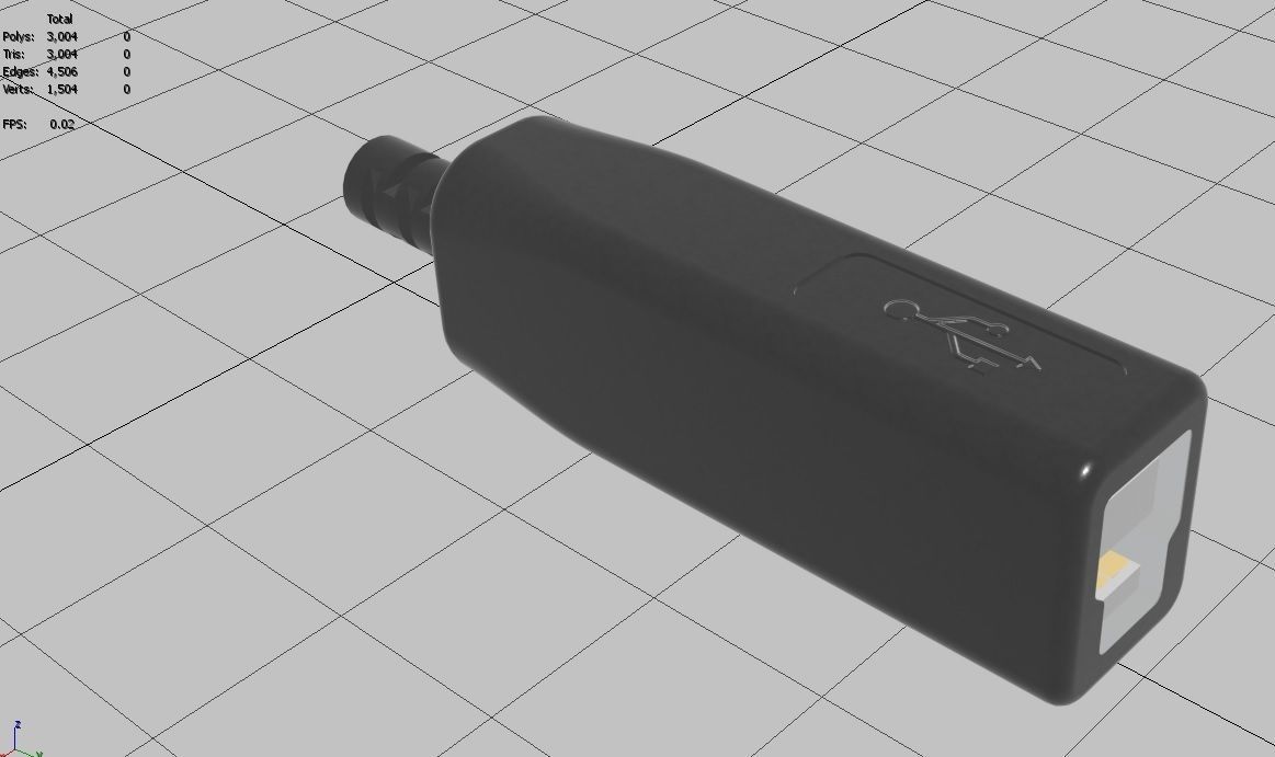 USB M12 Type B 30 Female Low-poly 3D model_32