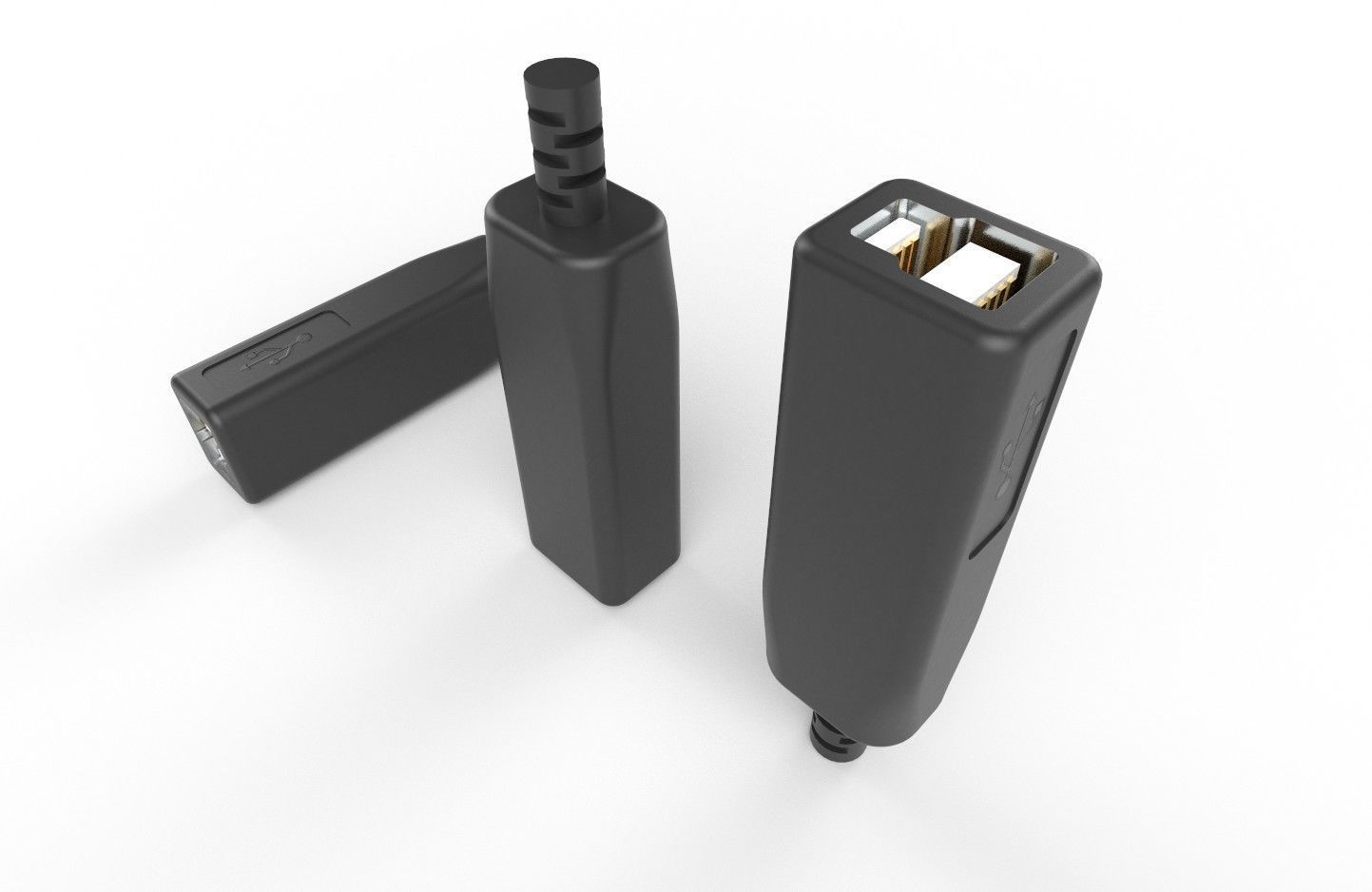 USB M12 Type B 30 Female Low-poly 3D model_9