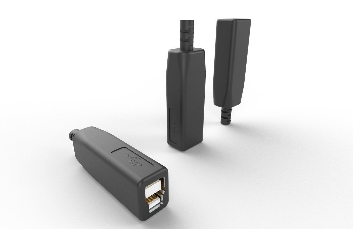 USB M12 Type B 30 Female Low-poly 3D model_1