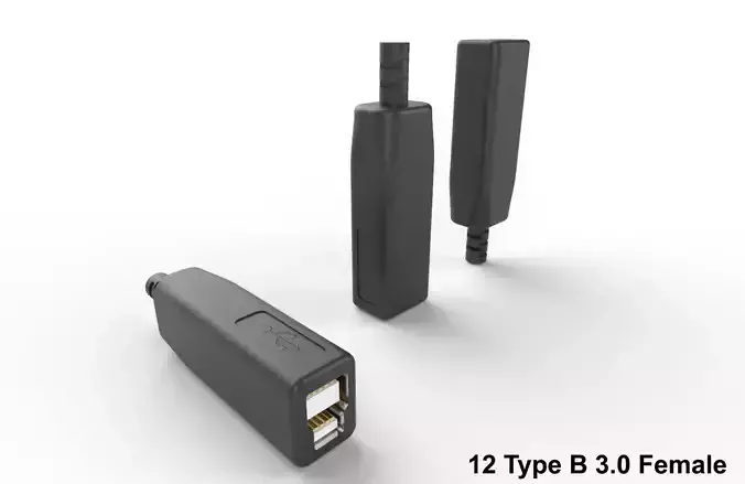 USB M12 Type B 30 Female Low-poly 3D model