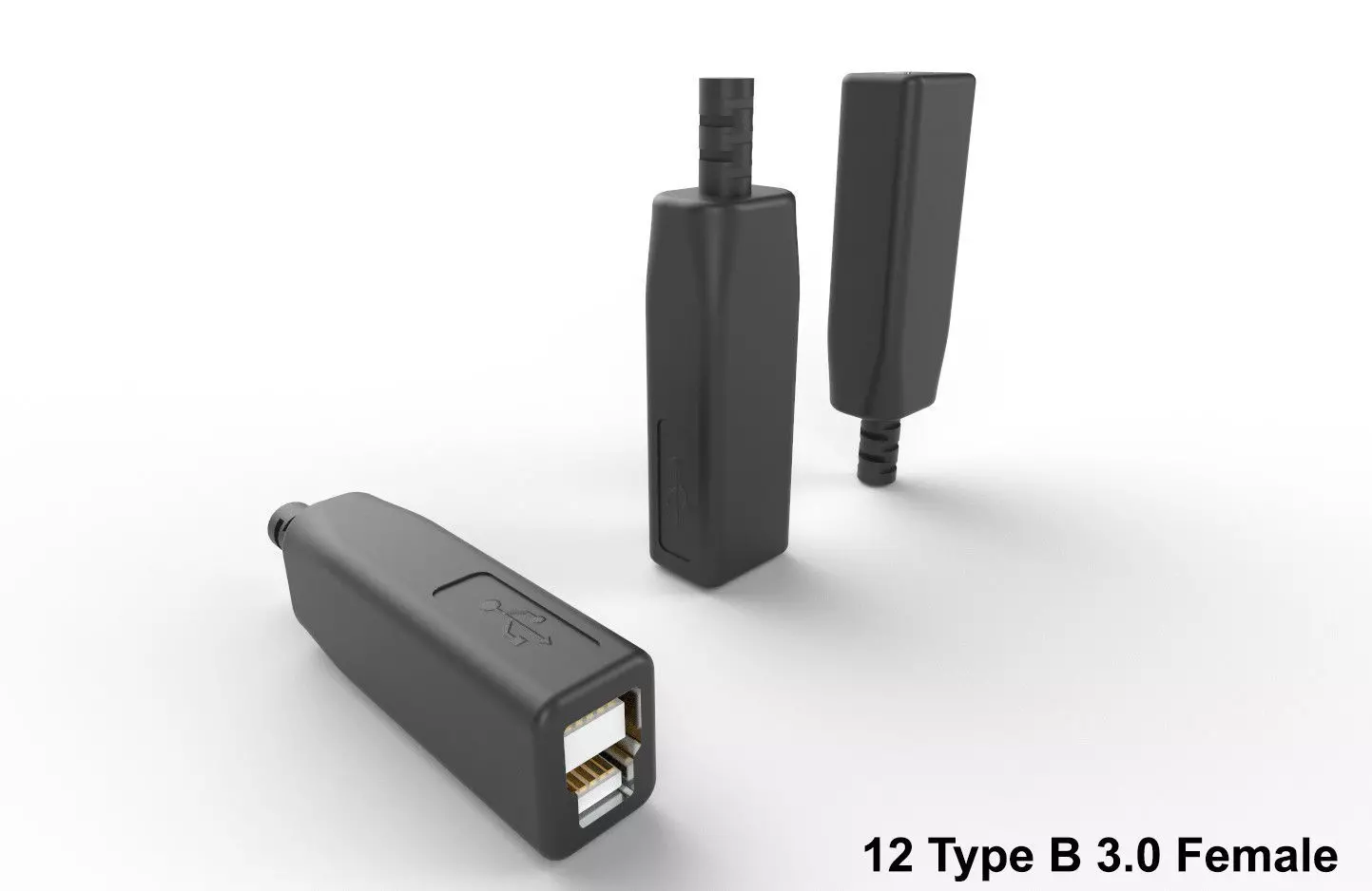 USB M12 Type B 30 Female Low-poly 3D model_0