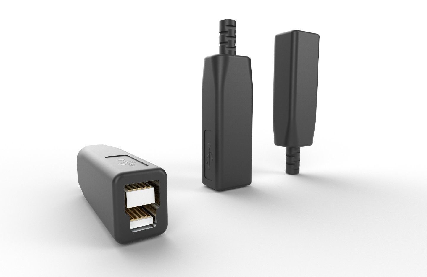 USB M12 Type B 30 Female Low-poly 3D model_4