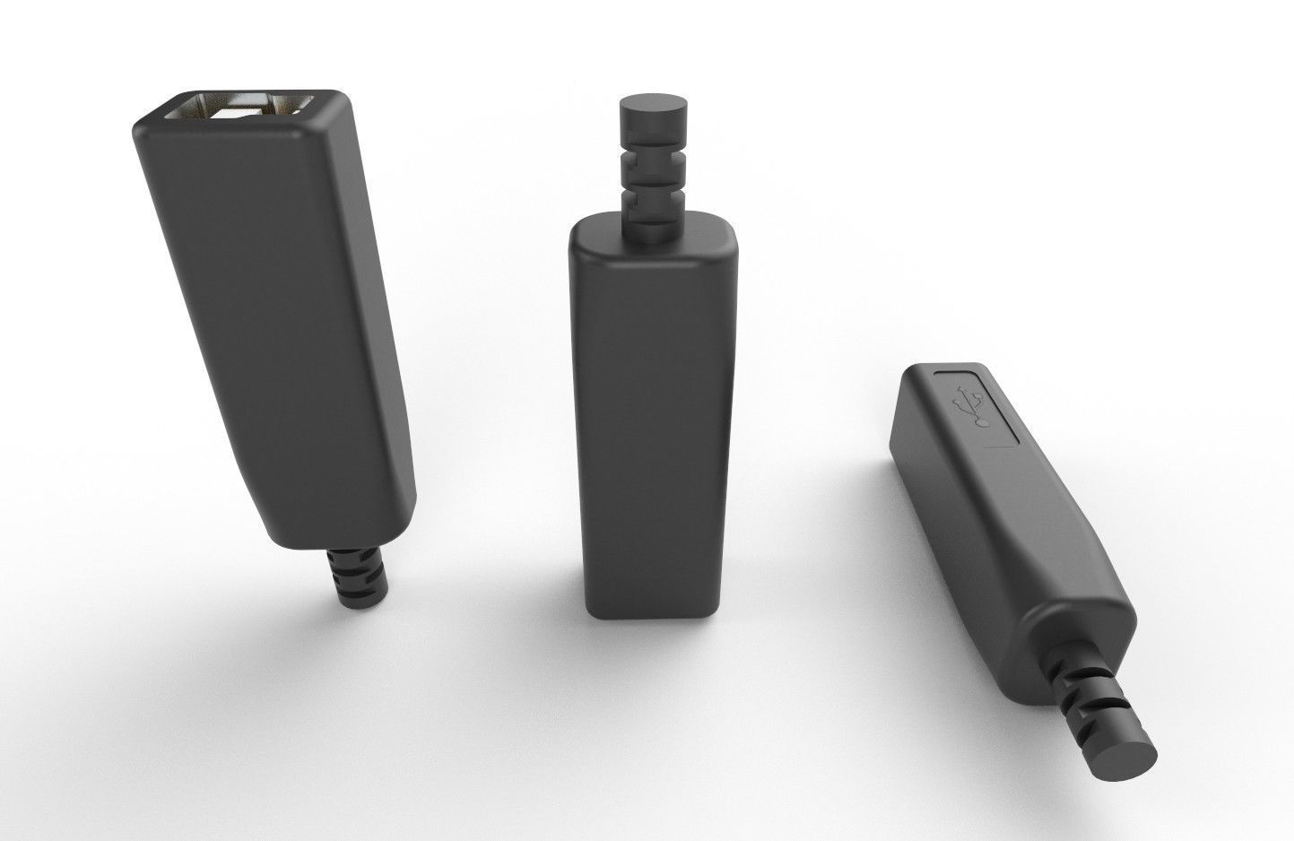 USB M12 Type B 30 Female Low-poly 3D model_13