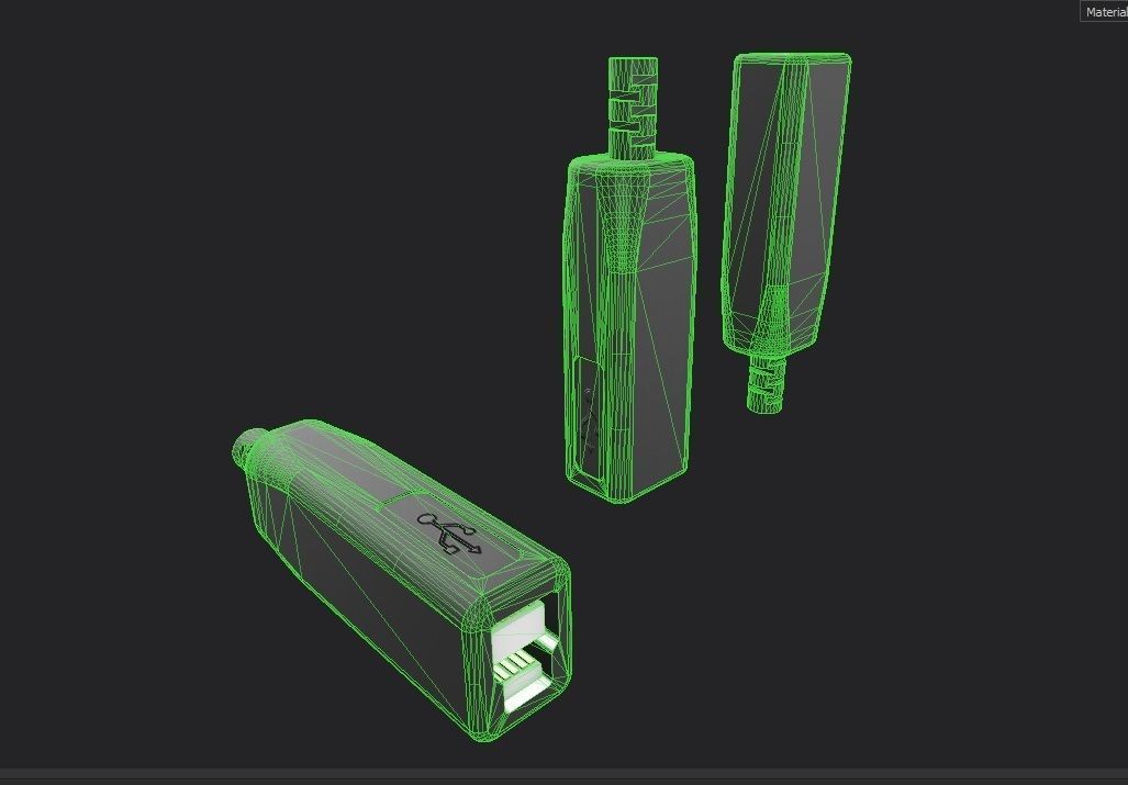 USB M12 Type B 30 Female Low-poly 3D model_18