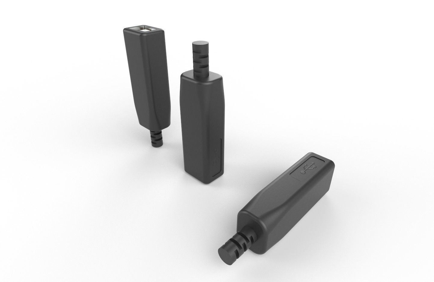 USB M12 Type B 30 Female Low-poly 3D model_14