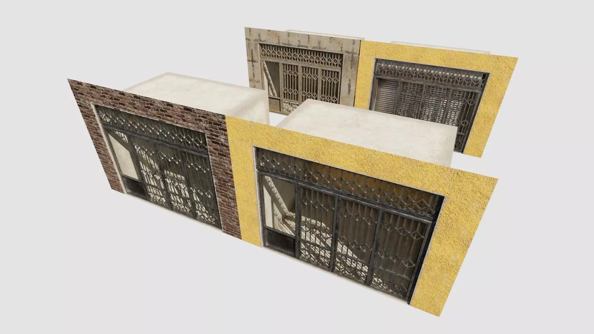 street shops with 3k pbr textures Low-poly 3D model_0