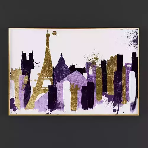 Pictures289 paris skyline gold Low-poly 3D model