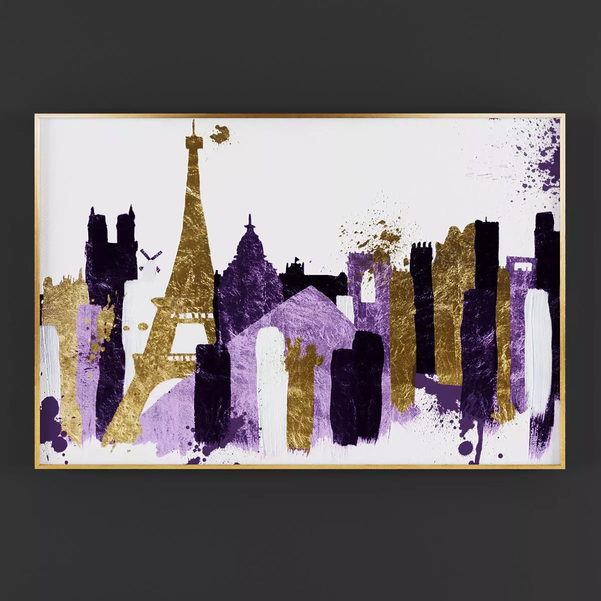 Pictures289 paris skyline gold Low-poly 3D model_0