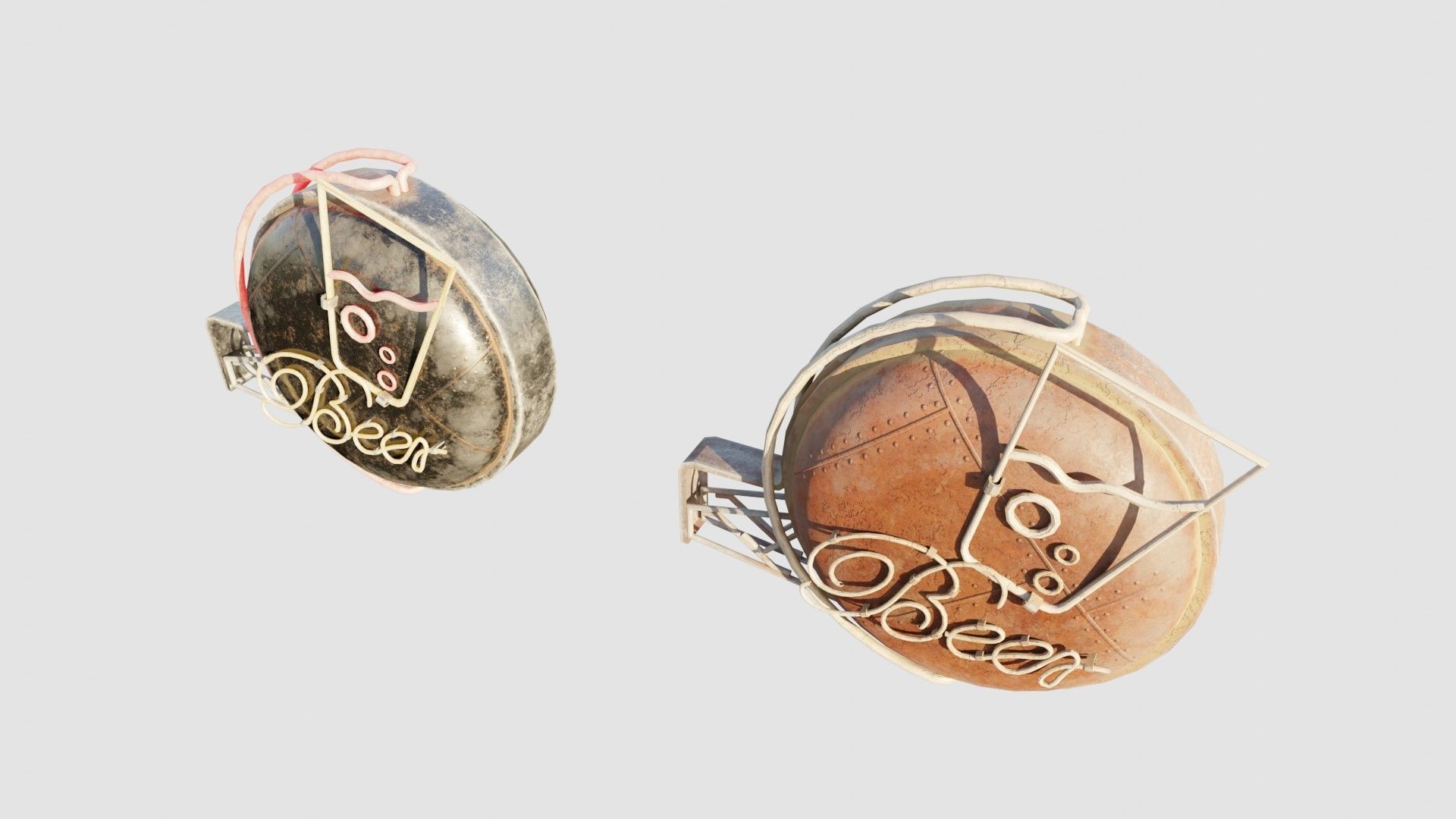 Bar Neon Sign with 4k clean and rusty pbr textures Low-poly 3D model_3