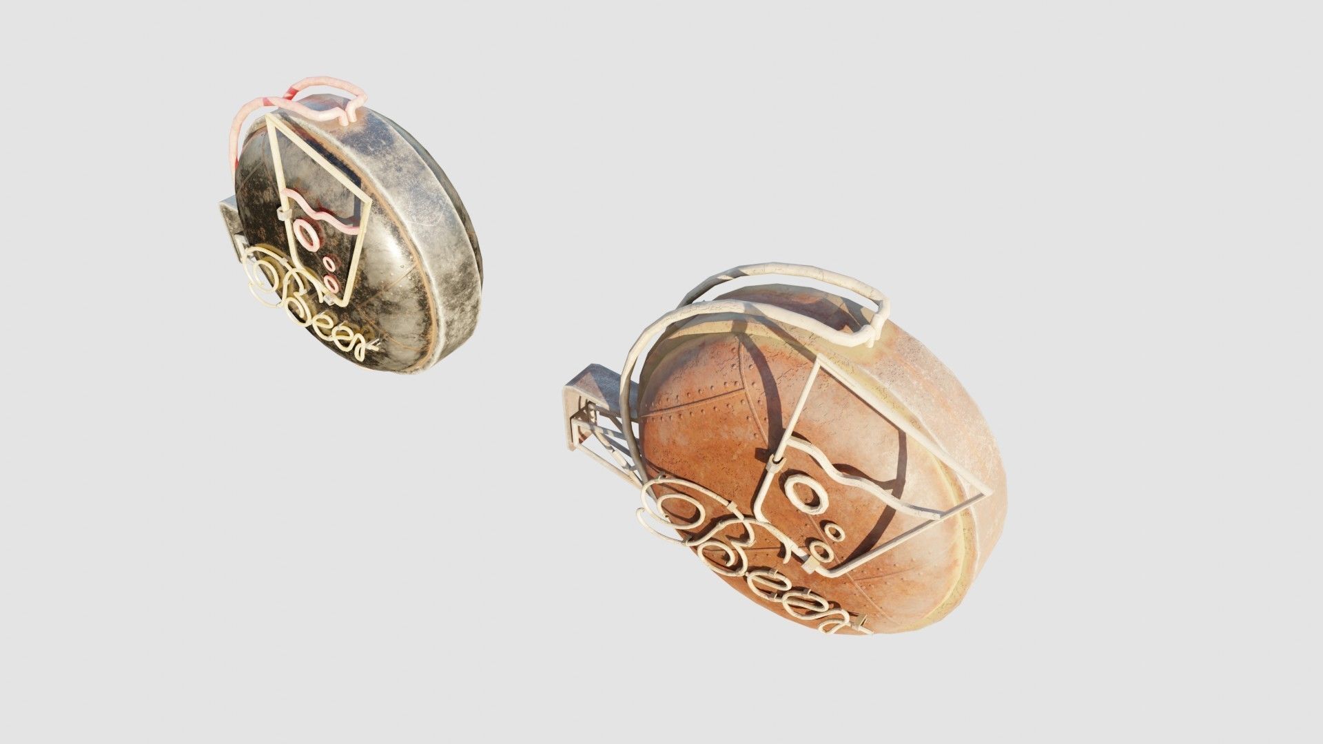 Bar Neon Sign with 4k clean and rusty pbr textures Low-poly 3D model_14