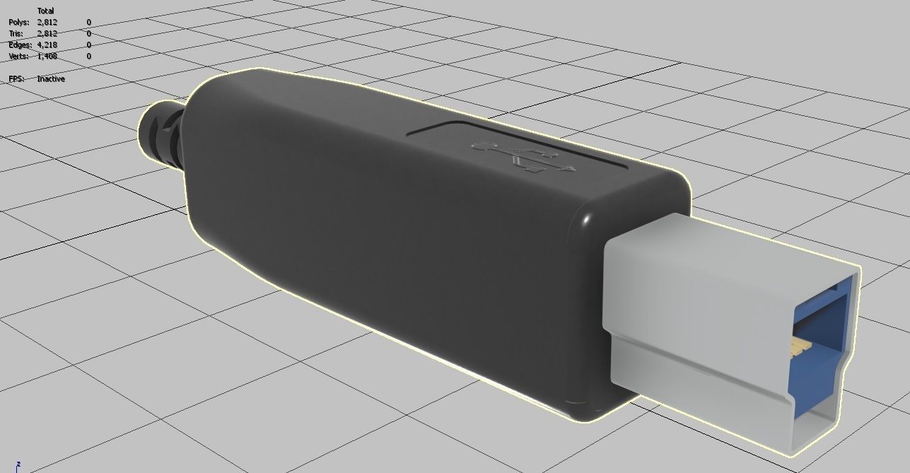 USB M13 Type B 30 Male Low-poly 3D model_16