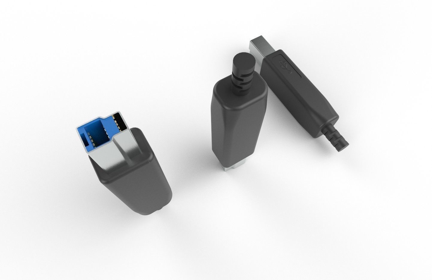 USB M13 Type B 30 Male Low-poly 3D model_11