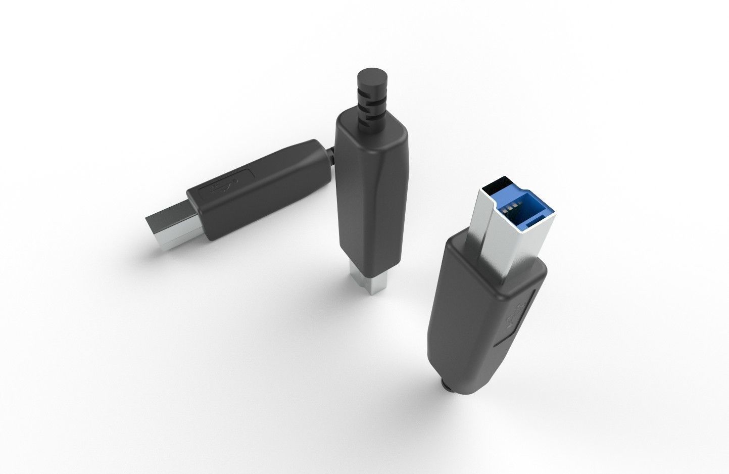 USB M13 Type B 30 Male Low-poly 3D model_8