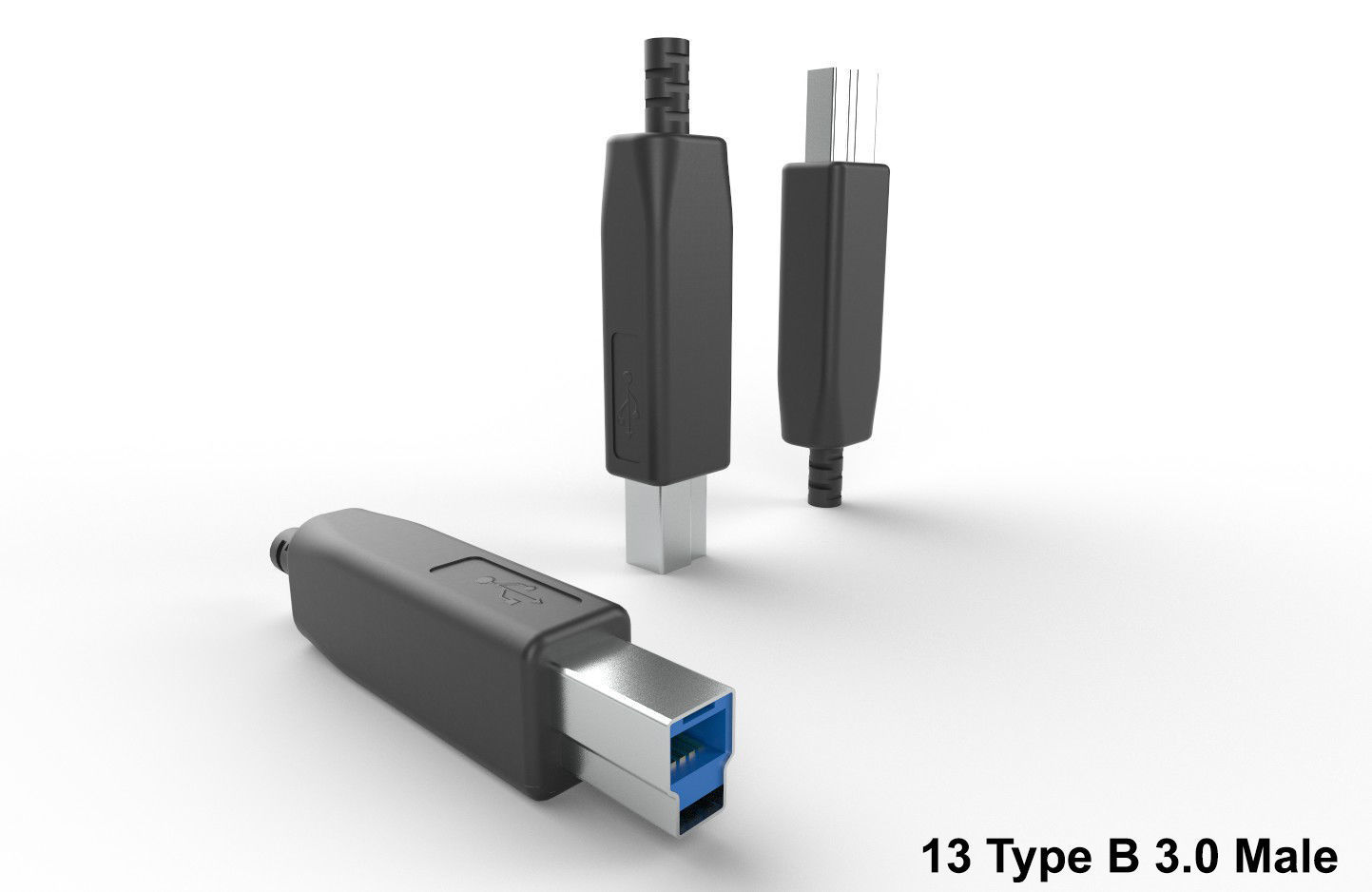 USB M13 Type B 30 Male Low-poly 3D model_17