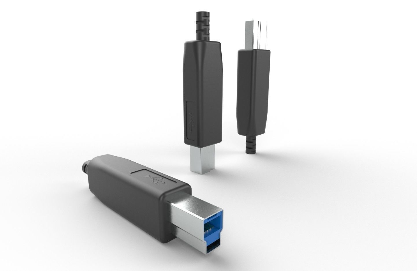 USB M13 Type B 30 Male Low-poly 3D model_1