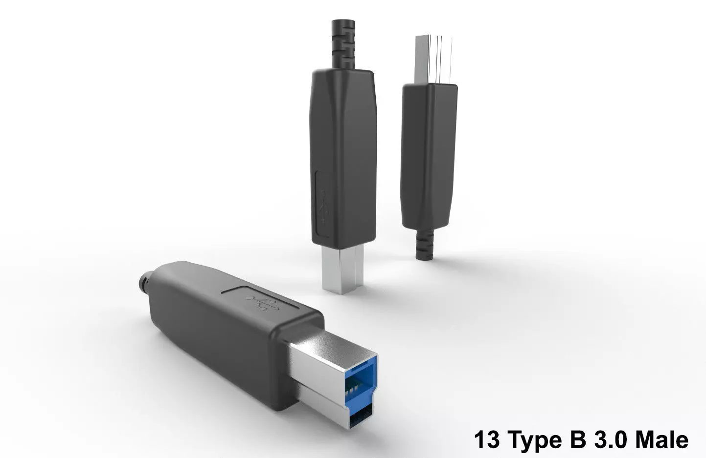 USB M13 Type B 30 Male Low-poly 3D model_0