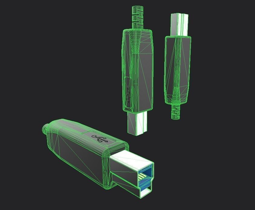USB M13 Type B 30 Male Low-poly 3D model_18