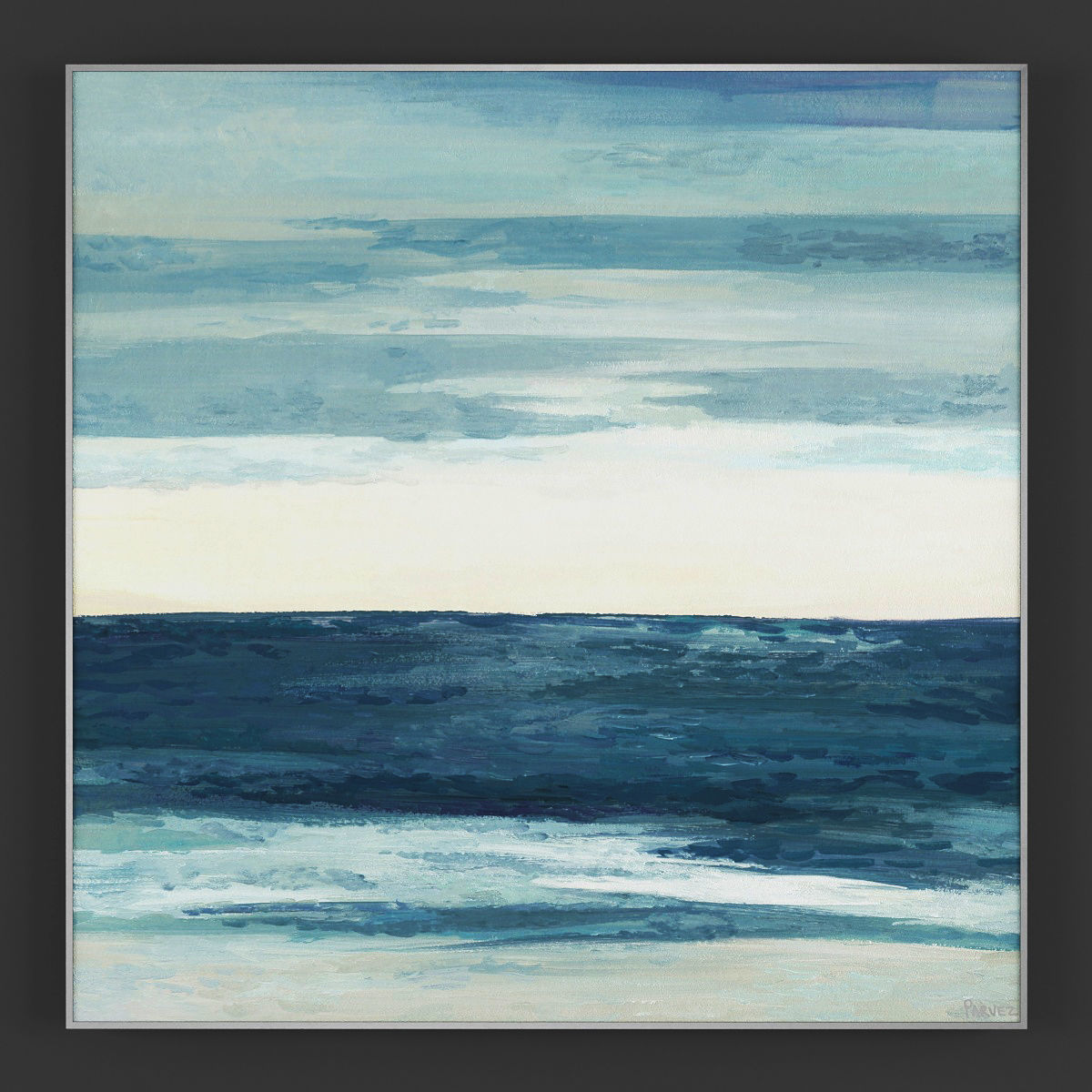 Pictures292 abstract painting in teal and gold Low-poly 3D model_2