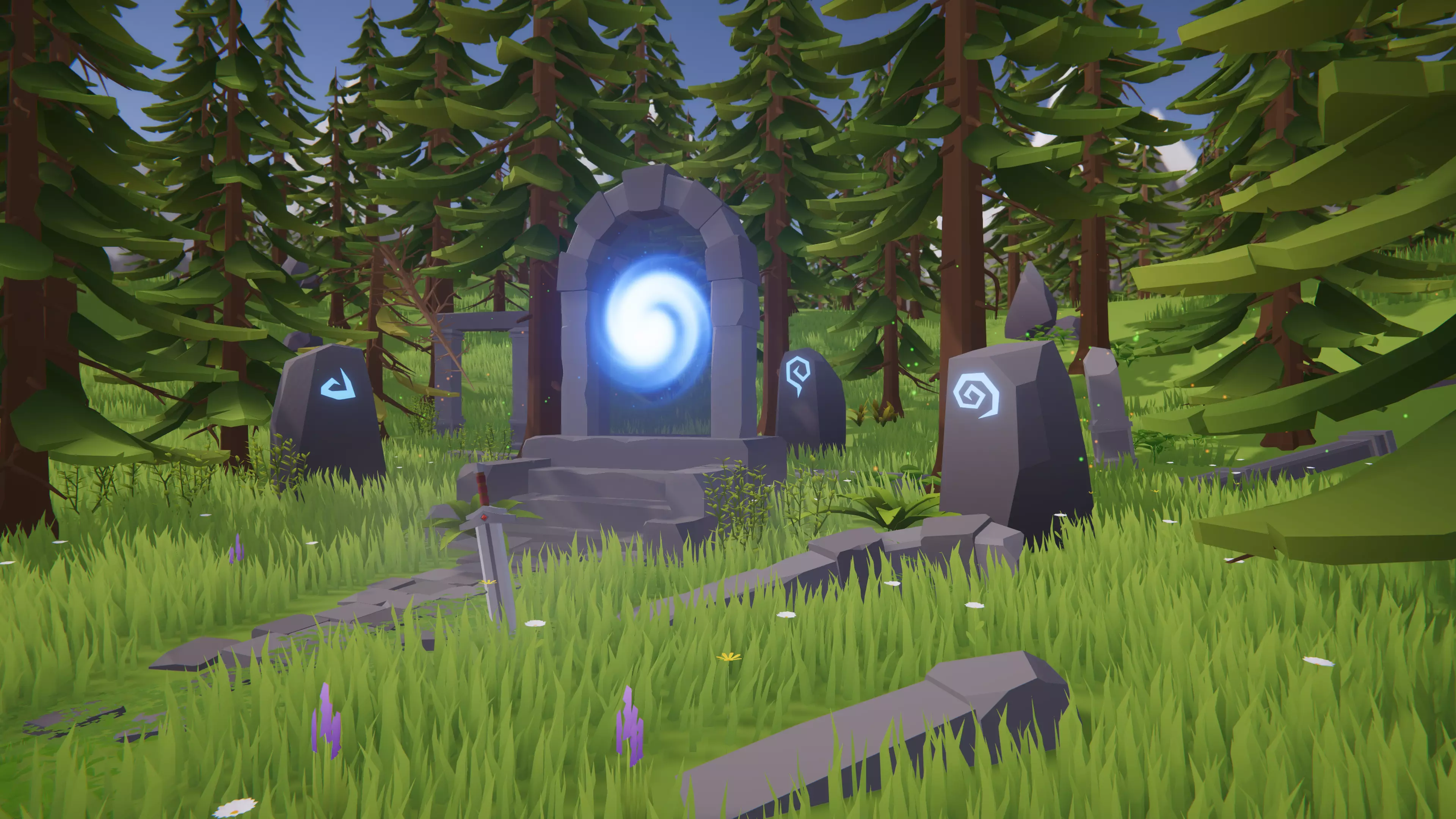 Low Poly Fantasy Forest - 3D Asset Low-poly 3D model_0