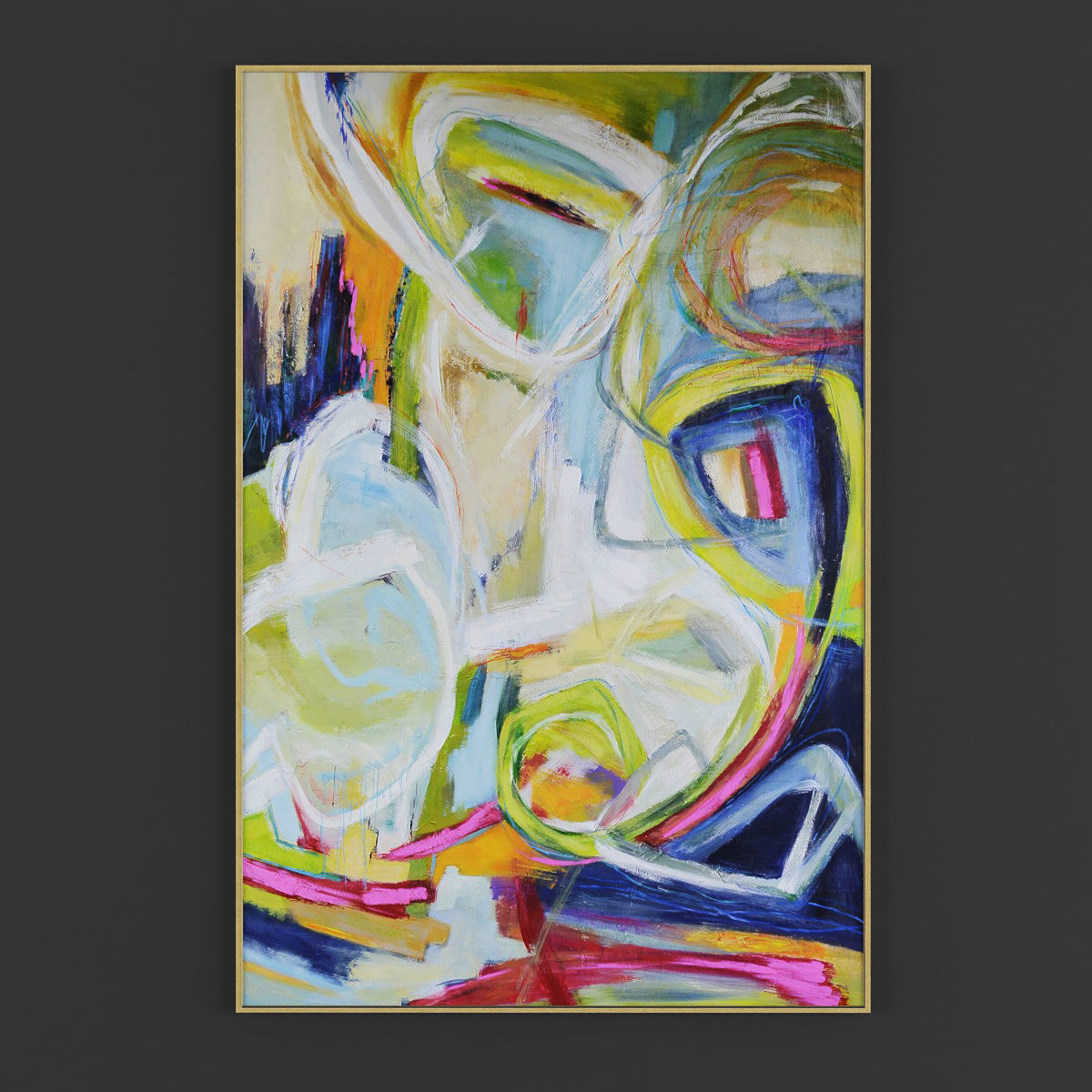 Pictures294 abstract painting hanging on wall Low-poly 3D model_1